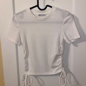 Zara White Cinched Top